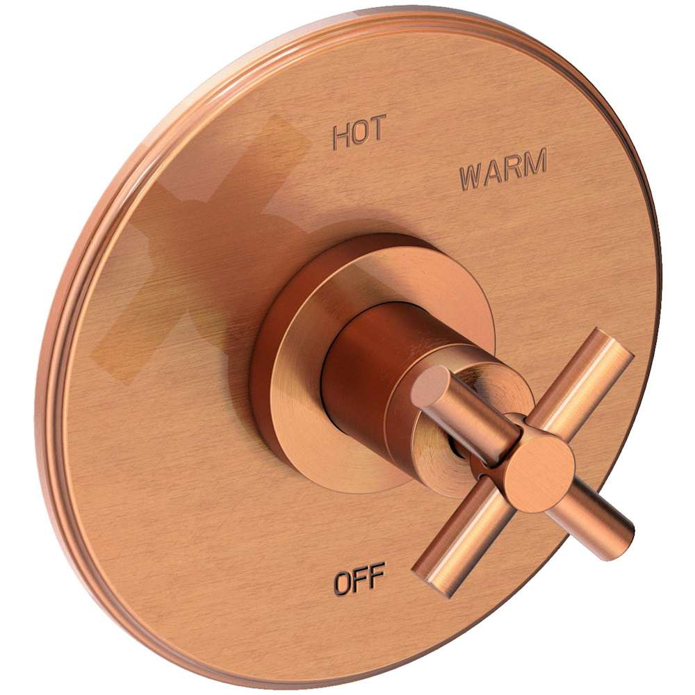 East Linear Collection Single Handle Round Pressure Balanced Shower Trim Plate Only with Metal Cross Handle
