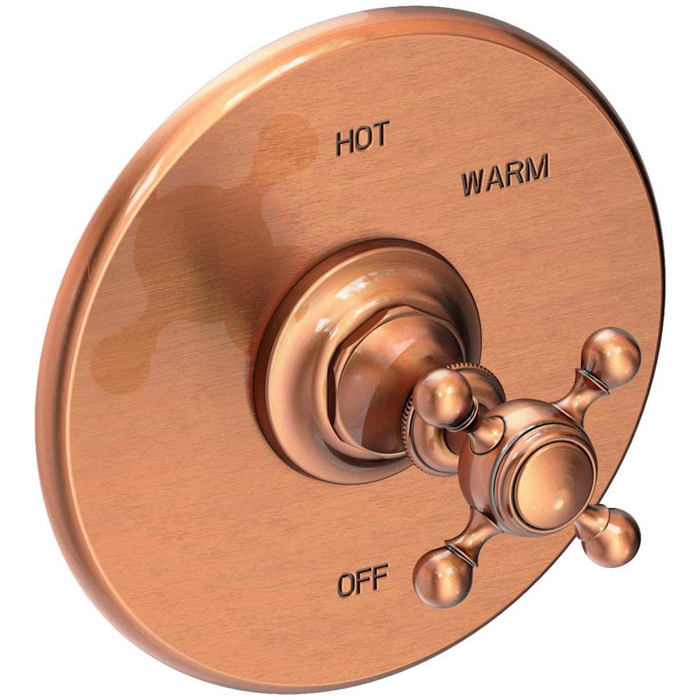 Victoria Collection Single Handle Round Pressure Balanced Shower Trim Plate Only with Metal Cross Handle