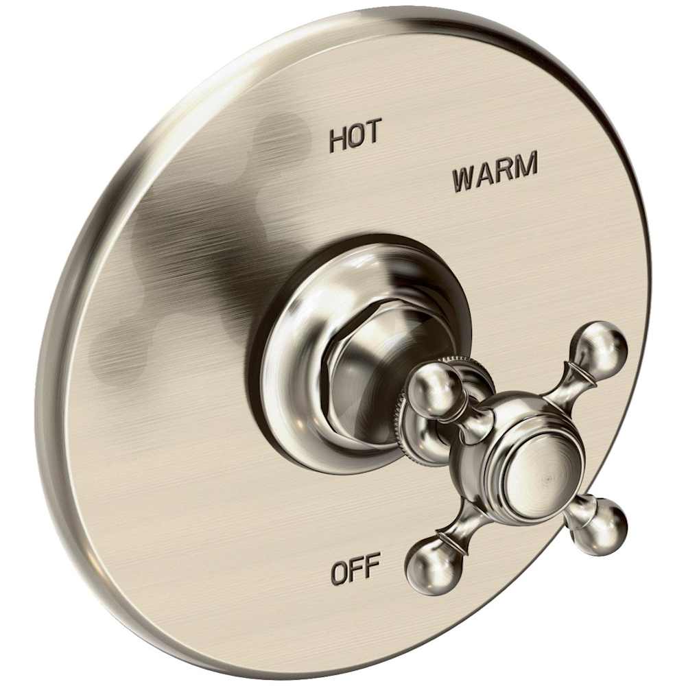 Victoria Collection Single Handle Round Pressure Balanced Shower Trim Plate Only with Metal Cross Handle