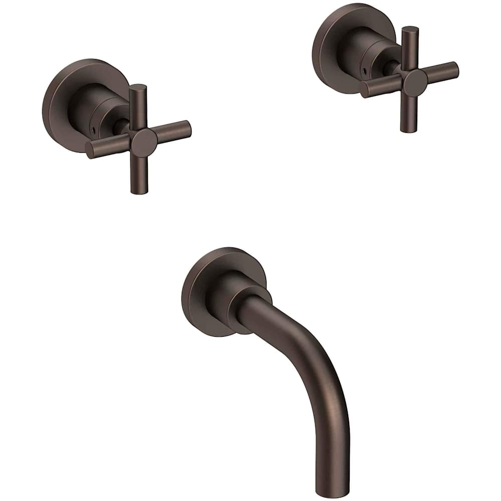East Linear Wall Mounted Tub Filler with Metal Cross Handles