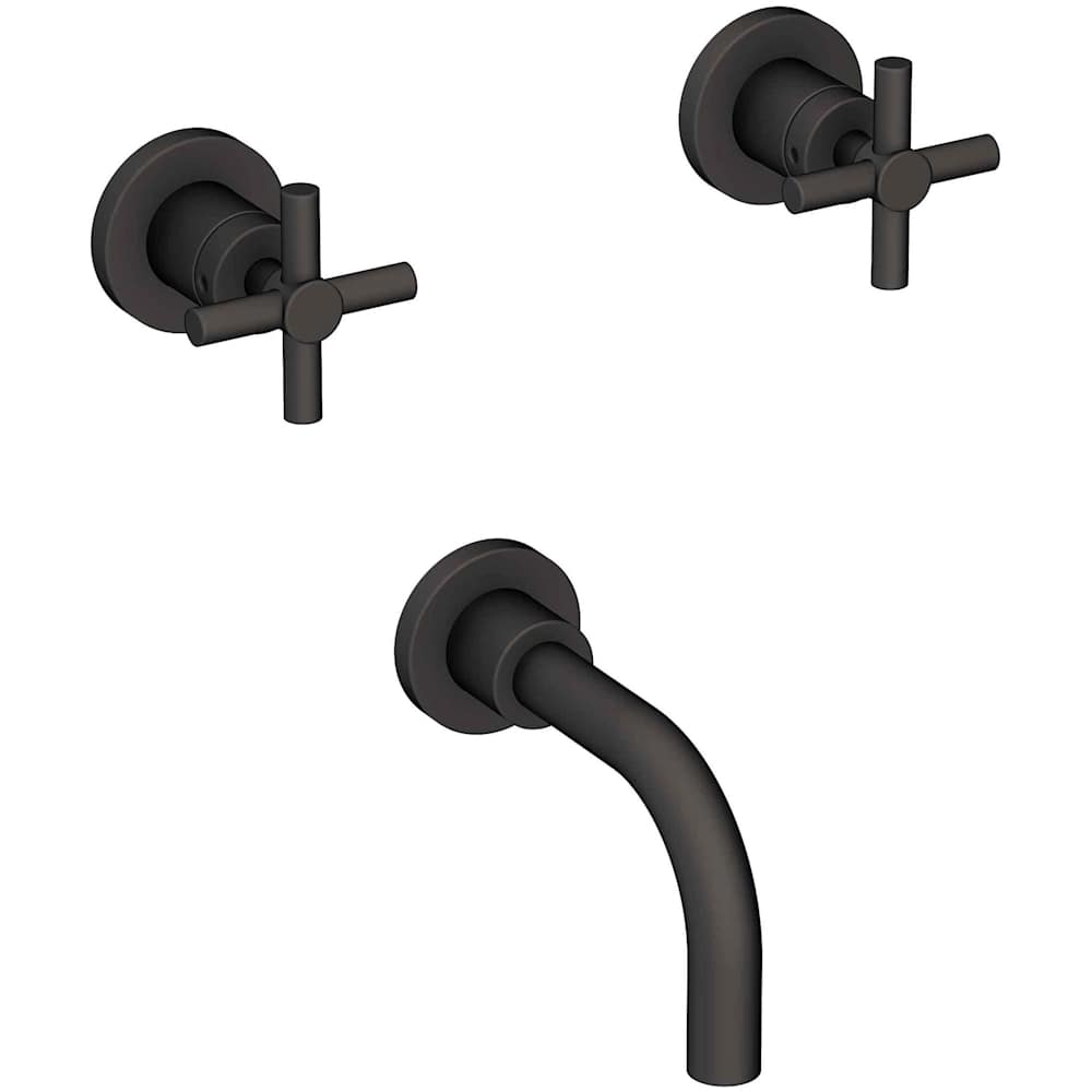 East Linear Wall Mounted Tub Filler with Metal Cross Handles