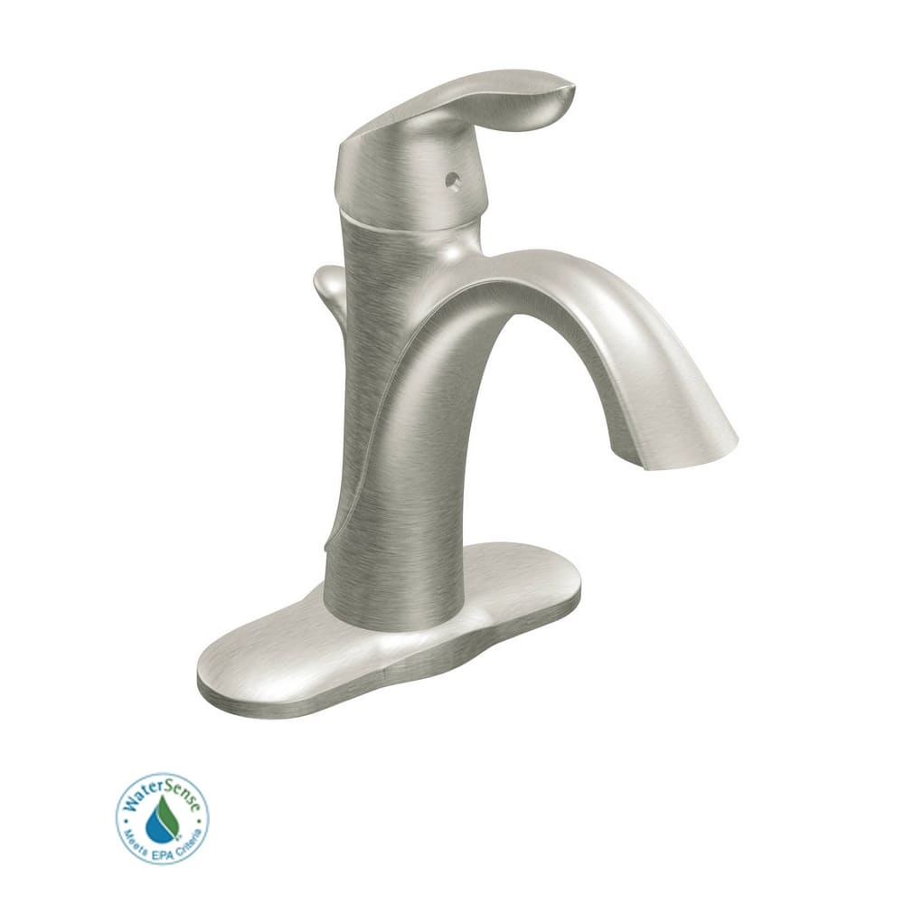 Moen Single Handle Single Hole Bathroom Faucet from the Eva Collection (Valve Included) Brushed Nickel