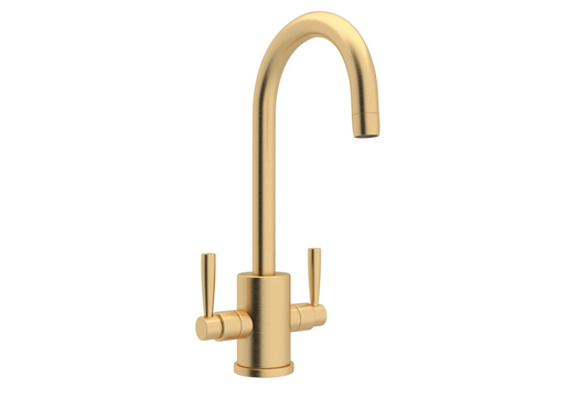 Perrin and Rowe U.4213LS-SEG-2 Holborn 1.8 GPM Deck Mounted Single Hole Faucet, Satin English Gold