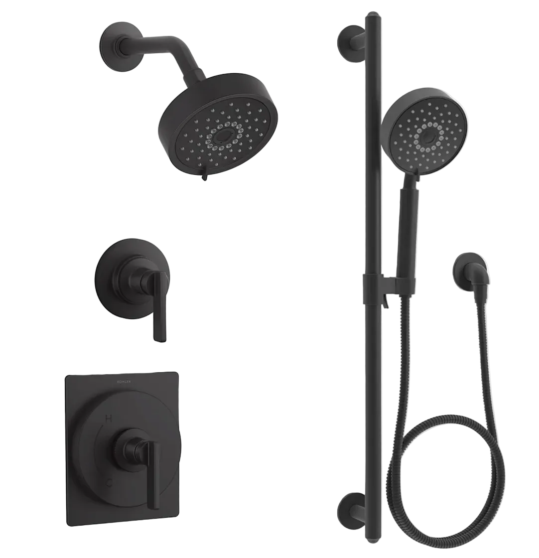Castia Pressure Balanced Shower System with Shower Head and Handshower - Valves Included