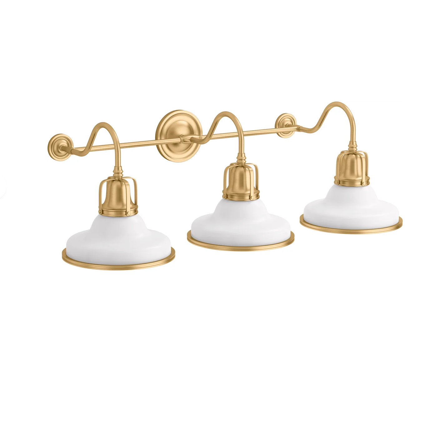 Hauksbee 35" Wide 3 Light Vanity Light with Domed Metal Shades