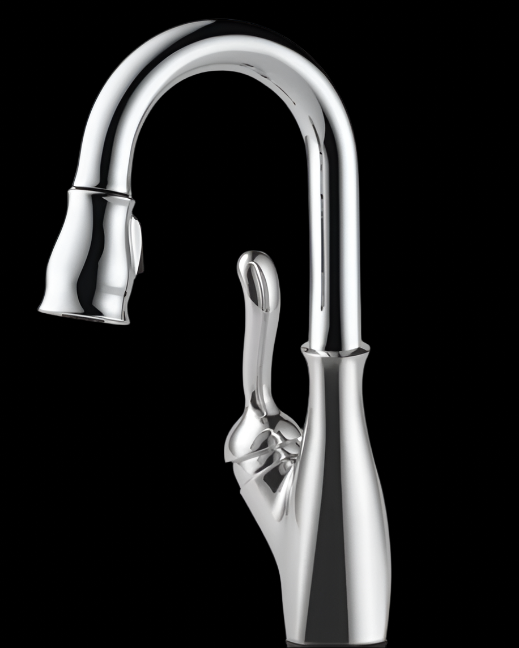 Delta Leland 9678T-DST, Deck Mounted Single Handle Pull-Down Bar Faucet, Chrome