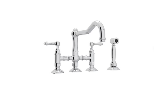 Rohl A1458LMWSAPC-2 Acqui 1.5 GPM Widespread Bridge Kitchen Faucet, Chrome