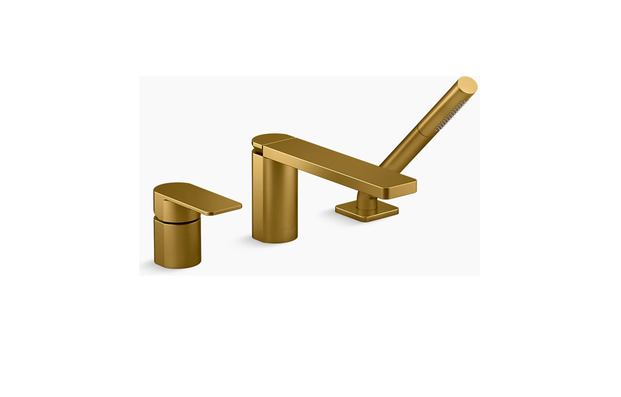 Kohler K-23488-4-2MB Parallel Single-Handle Deck-Mount Bath Faucet with handshower, Vibrant Brushed Moderne Brass