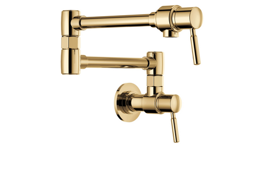 Brizo 62820LF-PG Euro 4 GPM Wall Mounted Pot Filler Faucet, Polished Gold