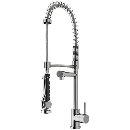 VIGO VG02007ST 27" H Zurich Single-Handle with Pull-Down Sprayer Kitchen Faucet in Stainless Steel